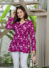 Women’s Floral Printed V-Neck Flared Tunic