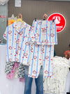 3PC NIGHTDRESS WHITE BLUE LINE