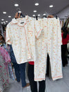 3PC NIGHTDRESS BLACK ORANGE PRINT