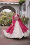 PINK NAVRATRI LONG SHRUG(KURTI ONLY)