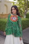GREEN BANDHANI SHORT TOP