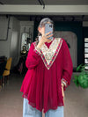 MAROON GARBA GLAM TOP