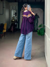 PURPLE GARBA GLAM TOP