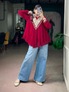 MAROON GARBA GLAM TOP