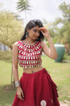 MAROON MIRROR CHOLI