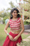 MAROON MIRROR CHOLI